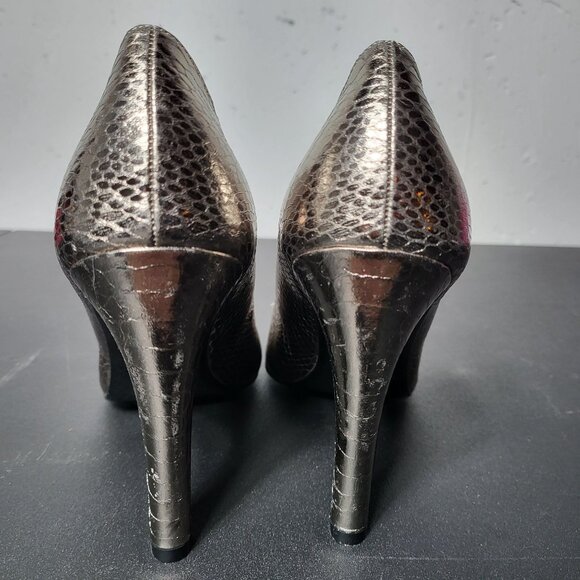 Sam Edelman Womens Metallic Sadi Snakeskin Pump Heel Size 6.5 Formal Animal Date - Picture 9 of 12